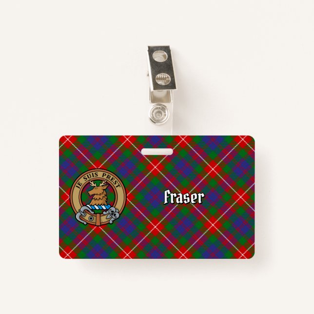 Clan Fraser of Lovat Crest over Tartan Badge (Front with Clip)