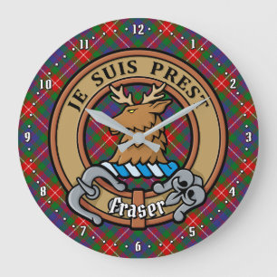 Clan Fraser of Lovat Crest over Tartan Large Clock