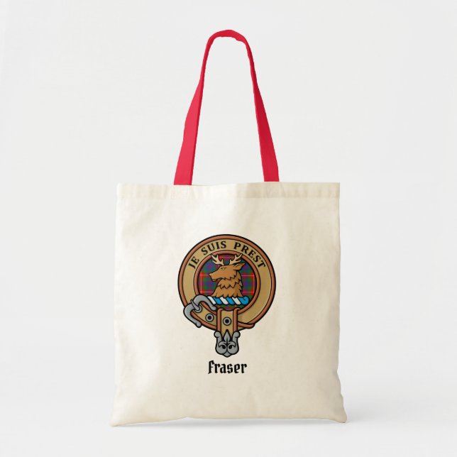 Clan Fraser of Lovat Crest over Tartan Tote Bag (Front)