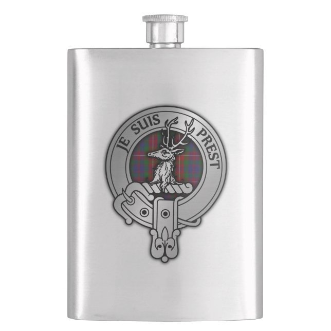 Clan Fraser of Lovat Crest & Tartan Hip Flask (Front)