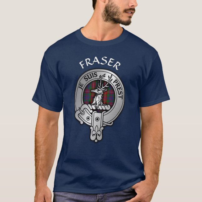 Clan Fraser of Lovat Crest & Tartan T-Shirt (Front)