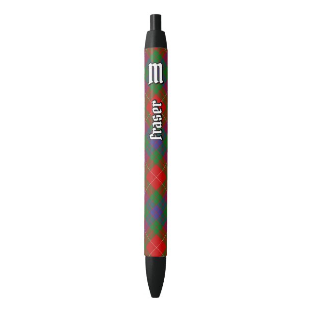 Clan Fraser of Lovat Tartan Black Ink Pen (Front Vertical)