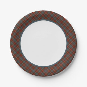 Clan Fraser of Lovat Weathered Tartan Border Paper Plate