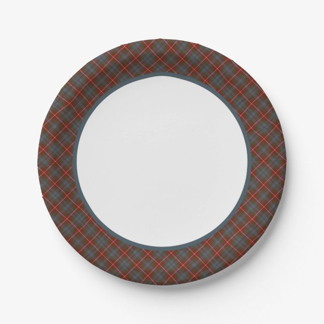 Clan Fraser of Lovat Weathered Tartan Border Paper Plate (Front)
