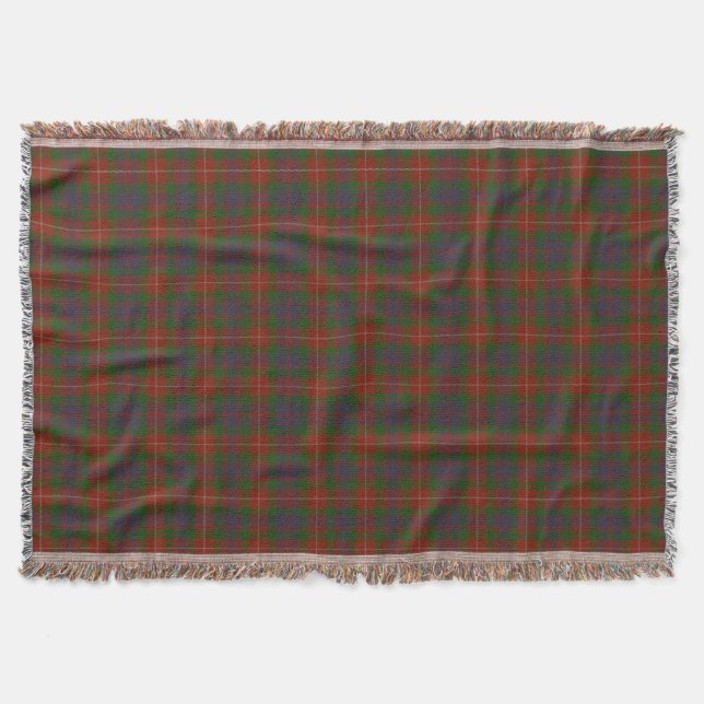Clan Fraser Scottish Highland Tartan Throw Blanket (Front)