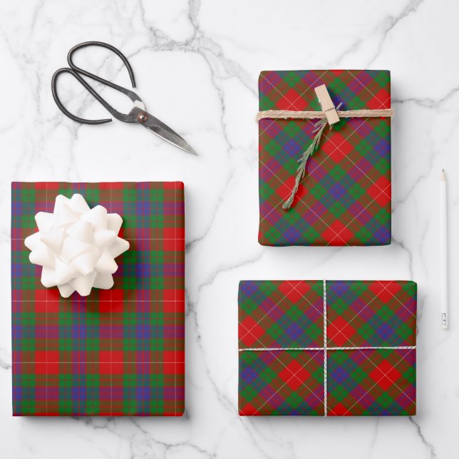 Clan Fraser Tartan Wrapping Paper Sheets (Front)