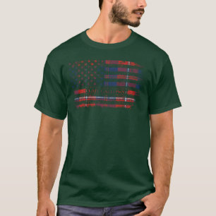 Clan Galloway Red Scottish tartan US flag kilt Sco T-Shirt