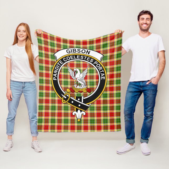 Clan Gibson Tartan Plaid Fleece Blanket (In Situ)