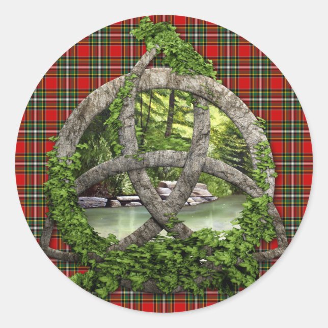 Clan Gillespie Tartan Celtic Trinity Classic Round Sticker (Front)