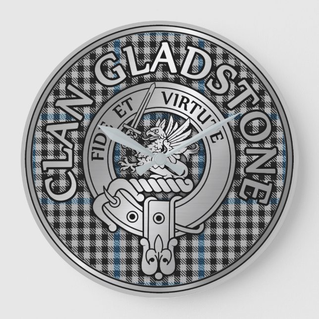Clan Gladstone Crest & Tartan  Large Clock (Front)