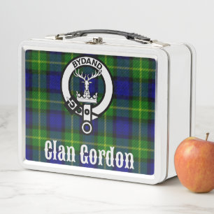 Clan Gordon Crest Badge & Tartan Metal Lunch Box