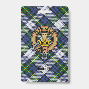 Clan Gordon Crest over Dress Tartan Badge