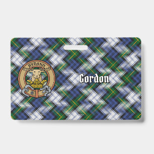 Clan Gordon Crest over Dress Tartan Badge