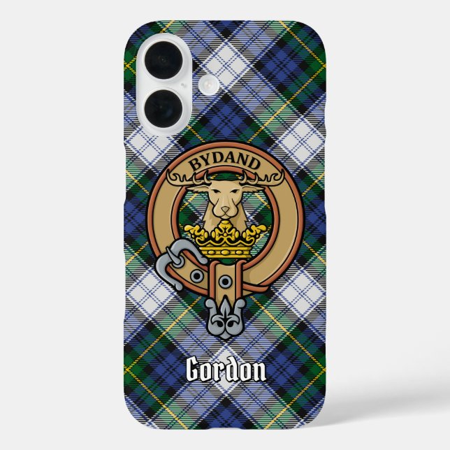 Clan Gordon Crest over Dress Tartan Case-Mate iPhone Case (Back)