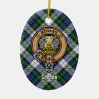 Clan Gordon Crest over Dress Tartan