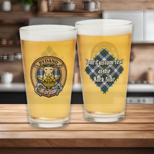 Clan Gordon Crest over Dress Tartan Glass