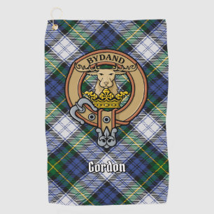 Clan Gordon Crest over Dress Tartan Golf Towel