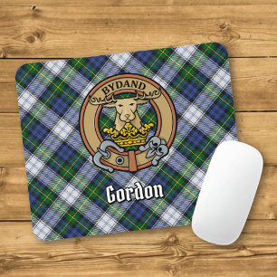 Clan Gordon Crest over Dress Tartan Mouse Pad