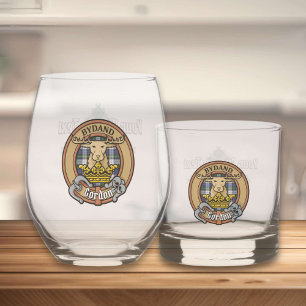 Clan Gordon Crest over Dress Tartan Whiskey Glass