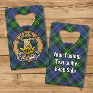 Clan Gordon Crest over Tartan Credit Card Bottle Opener