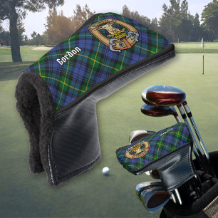 Clan Gordon Crest over Tartan Golf Head Cover