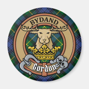 Clan Gordon Crest over Tartan Magnet