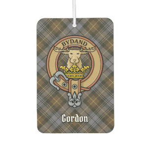 Clan Gordon Crest over Weathered Tartan Air Freshener