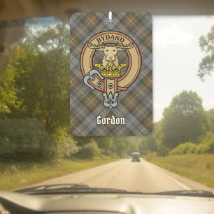 Clan Gordon Crest over Weathered Tartan Air Freshener