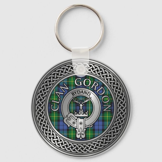 Clan Gordon Crest & Tartan Knot Keychain (Front)
