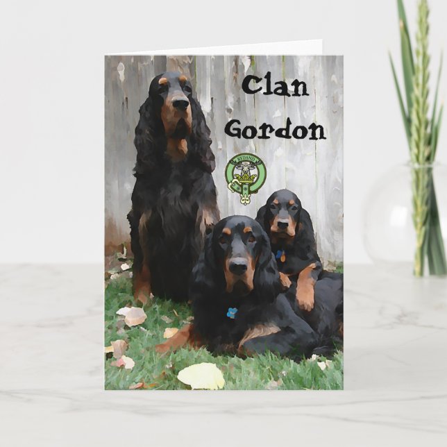 Clan Gordon, Gordon Setter Painting Note Card (Front)