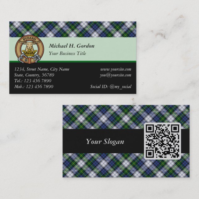 Clan Gordon habit Carte de visite Tartan (Devant / Derrière)