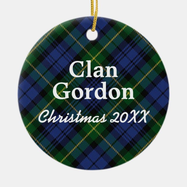 Clan Gordon Scottish Tartan Ceramic Ornament (Front)