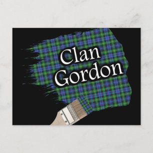 Clan Gordon Scottish Tartan Paint Brush Postcard