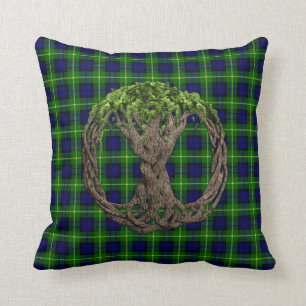 Clan Gordon Tartan And Celtic Tree Of Life Throw Pillow