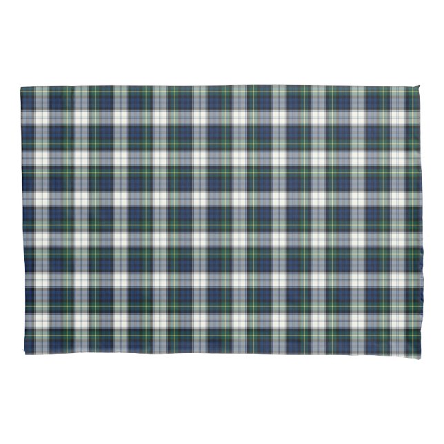 Clan Gordon Tartan Blue and White Scottish Plaid Pillowcase (Front)