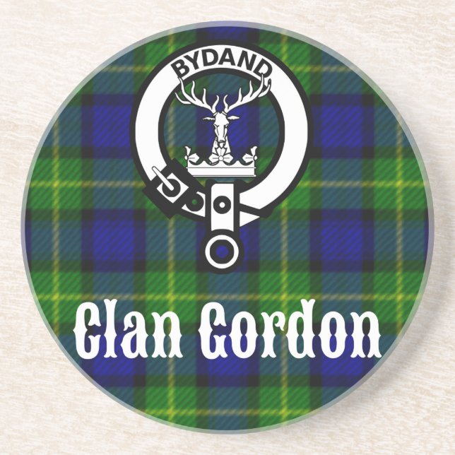 Clan Gordon Tartan Crest Coaster (Front)