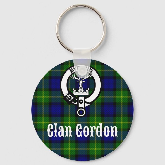 Clan Gordon Tartan Crest Keychain (Front)