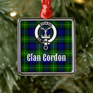 Clan Gordon Tartan Crest Metal Ornament