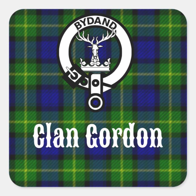 Clan Gordon Tartan Crest Square Sticker (Front)