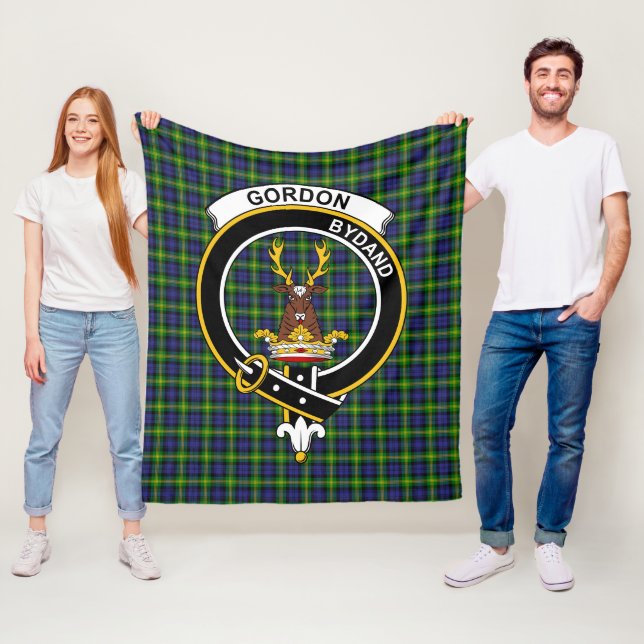 Clan Gordon Tartan Plaid Fleece Blanket (In Situ)