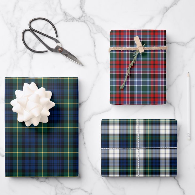 Clan Gordon Tartan Variations Wrapping Paper Sheet (Front)