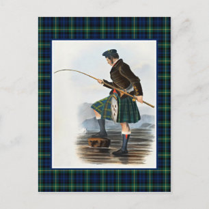 Clan Gordon Vintage Illustration Tartan Frame Postcard