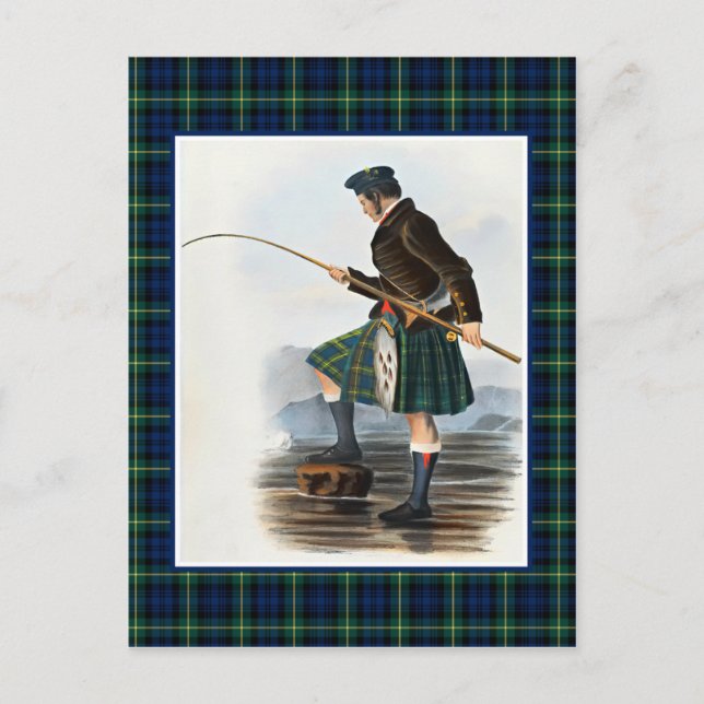 Clan Gordon Vintage Illustration Tartan Frame Postcard (Front)