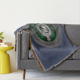 Clan Graham Crest & Tartan Knot Throw Blanket