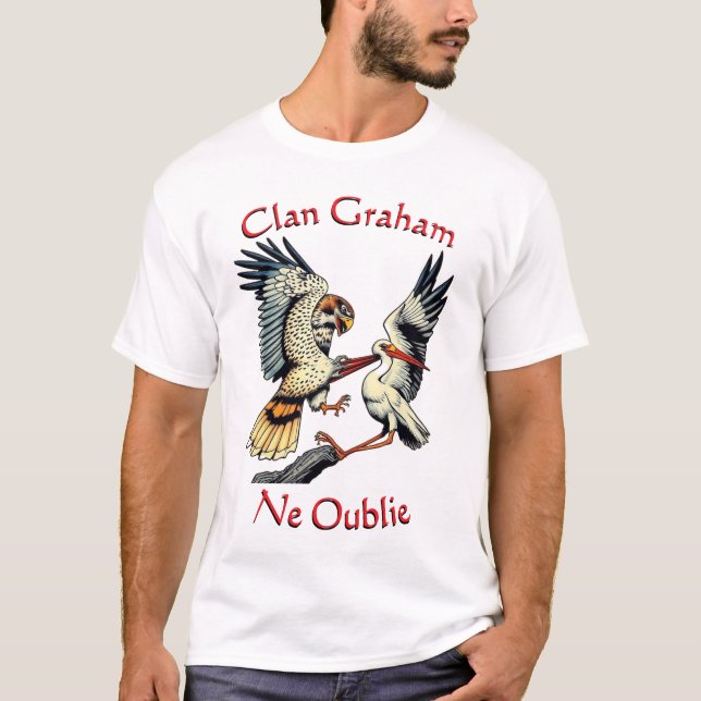Clan Graham Falcon Stork Ne Oublie T-Shirt (Front)