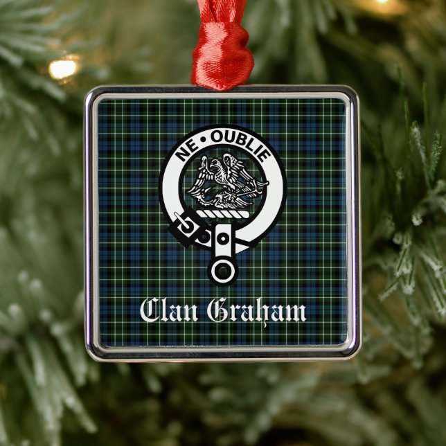 Clan Graham Montrose Tartan & Crest  Personalized Metal Ornament (Tree)