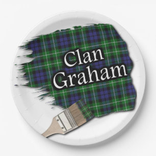 Clan Graham Scottish Tartan Paint Brush Paper Plate
