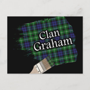 Clan Graham Scottish Tartan Paint Brush Postcard