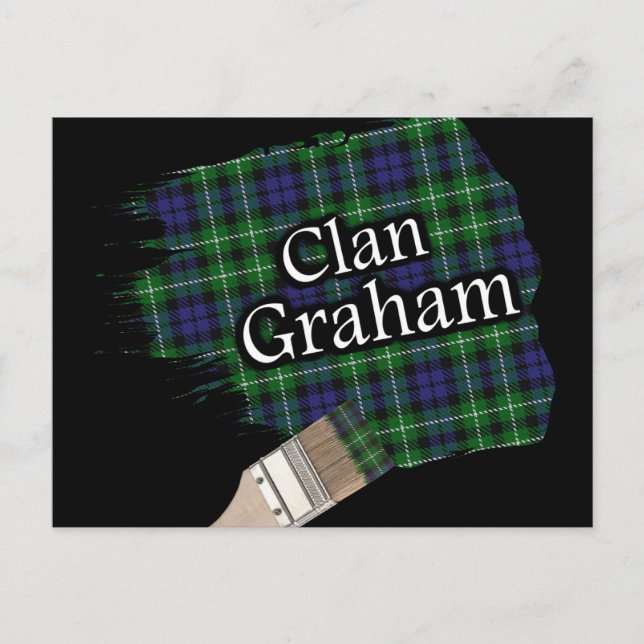 Clan Graham Scottish Tartan Paint Brush Postcard (Front)