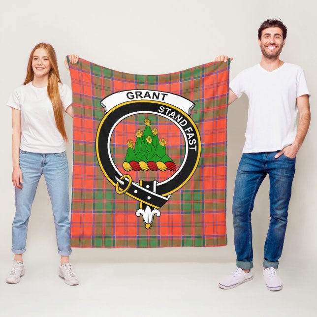 Clan Grant Ancient Tartan Plaid Fleece Blanket (In Situ)